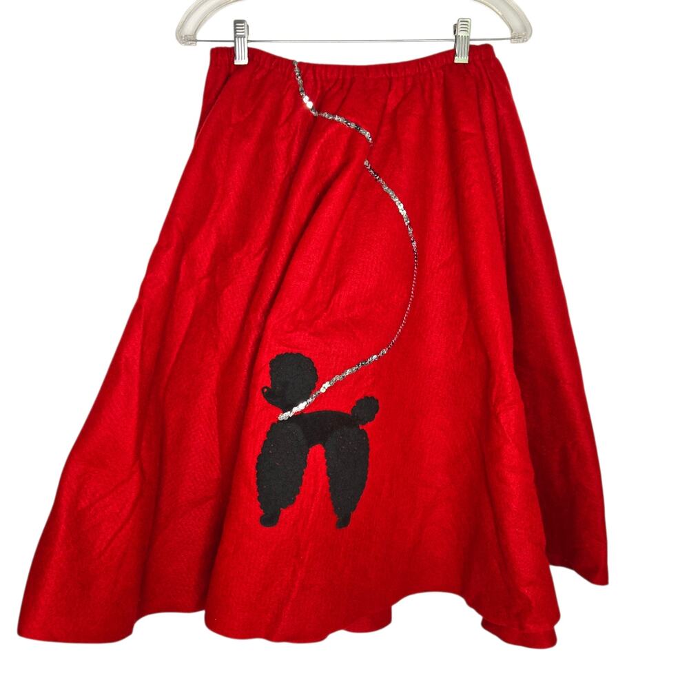 Vintage Poodle Skirt Felt Full Costume Retro Sequins 50s Nostalgia Women OS